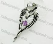 Steel Purple Zircon Wolf Pendant KJP600047