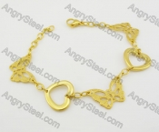 Gold Steel Butterfly and Heart Bracelet KJB680013