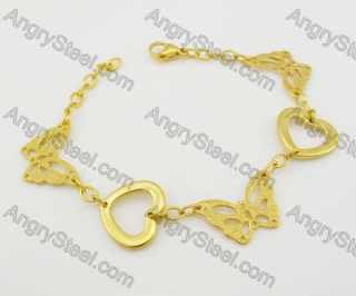 Gold Steel Butterfly and Heart Bracelet KJB680013