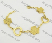 Gold Steel Clover and Heart Bracelet KJB680014