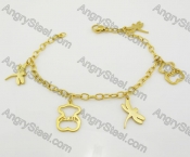 Gold Steel Bear and Dragonfly Bracelet KJB680031