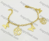 Gold Plating Butterfly and Flower Bracelet KJB680034