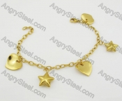 Gold Steel Leaf and Star Bracelet KJB680035