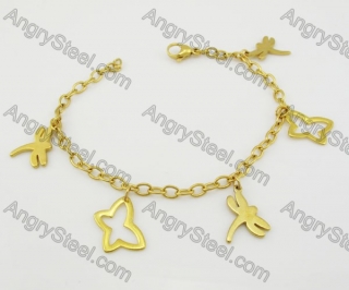 Gold Steel Butterfly and Dragonfly Bracelet KJB680036