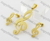 Romantic Musical Note Pendant and Ear Stud Set KJS680002