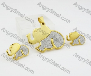 Lovely Elephants Pendant and Ear Stud Set KJS680005