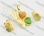 Lovely Colorful Butterfly Pendant and Ear Studs Set KJS680009