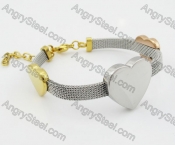 Tri-color Stainless Steel Heart Bracelet KJB680052