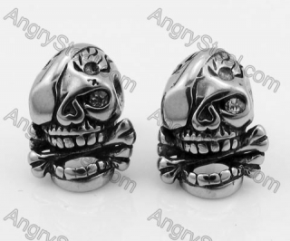 Stainless Stee Inlay Stone Skull Bikerl Ear StudKJE690001