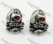 Stainless Steel Red Eyes Skull Biker Ear Stud KJE690002