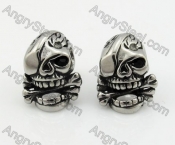 Stainless Steel Black Stone Skull Biker Ear Stud KJE690003