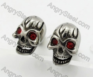 Steel Red Eyes Skull Ear Stud KJE690004