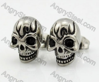 Steel Black Eyes Skull Ear Stud KJE690005