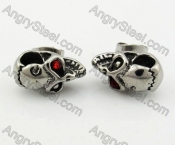 Stainless Steel Red Eyes Skull Biker Earrings KJE690008