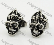 Steel Stone Eyes Crown Skull Ear Stud KJE690011