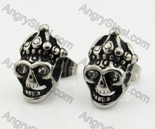 Steel Stone Eyes Crown Skull Ear Stud KJE690011