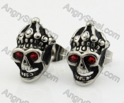 Steel Red Eyes Crown Skull Ear Stud KJE690012