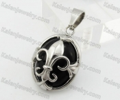 Stainless Steel Black Stone Fleur De Lis Pendant KJP600060