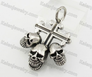 Stainless Steel Cross Skull Pendant KJP600080