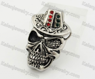 Stainless Steel 3 Color Stone Skull Pendant KJP600103