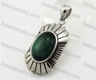 Stainless Steel Dark Green Stone Pendant KJP600166