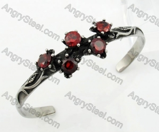 Stainless Steel Red Zircon Stones Bangle KJB350106