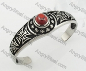 Stainless Steel Red Zircon Iron Cross Bangle KJB350115