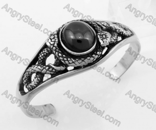 Stainless Steel Snake Black Zircon Bangle KJB350130