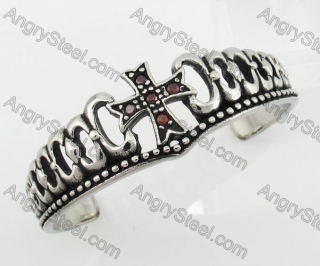 Steel Inlay Zircon Crown Bangle KJB350083