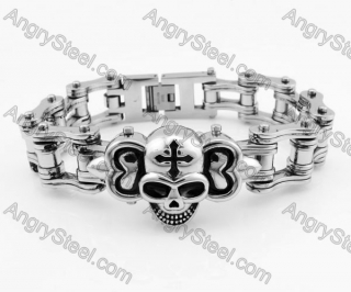 16mm Wide 225mm Long Skull Biker Chain Bracelet KJB360019