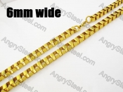 6mm Wide 750mm Long Hit Hot Gold Plating Box Chain KJN150536