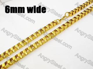 6mm Wide 750mm Long Hit Hot Gold Plating Box Chain KJN150536