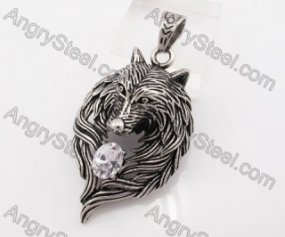 Small Stainless Steel Wolf Pendant KJP170617