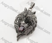 Small Stainless Steel Red Stone Wolf Pendant KJP170618