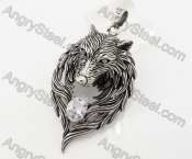 Big Stainless Steel Wolf Pendant KJP170620