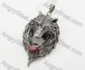 Big Stainless Steel Red Stone Wolf Pendant KJP170621