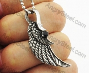 Stainless Steel Black Stone Wing Pendant KJP170651