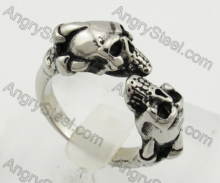 Stainless Steel Double Death Head Ring KJR350322