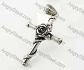 Stainless Steel Rose Cross Pendant KJP570024