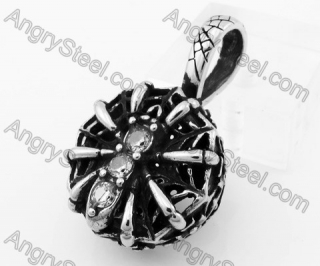 Stainless Steel Transparent Stone Spider Pendant KJP640017