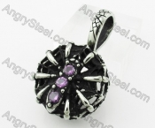 Stainless Steel Purple Stone Spider Pendant KJP640018