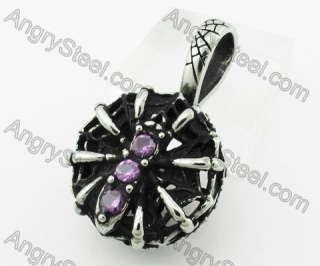 Stainless Steel Purple Stone Spider Pendant KJP640018