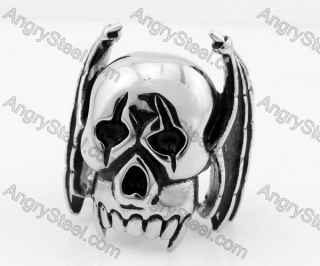 Stainless Steel Skull Bat Ring KJR100056