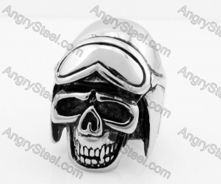 Stainless Steel Skull Pilot Ring KJR100057