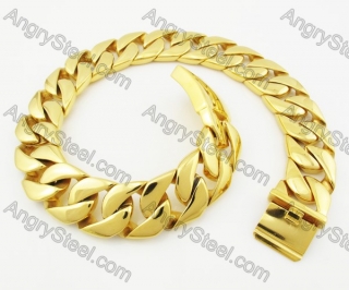 24mm Wide 43cm Long Large Gold Plating Steel Necklace KJN550047G