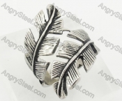 Stainless Steel Feather Ring KJR680020