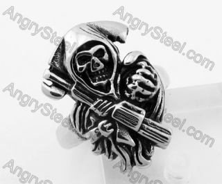 Stainless Steel Witch Sickle Ring KJR350327