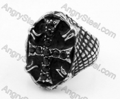 Stainless Steel Inlay Stones Cross Ring KJR350328