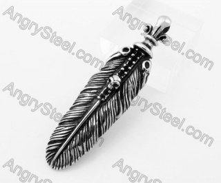 Stainless Steel Skull Feather Pendant KJP350221