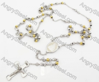 Steel Beads Chain with Cross Necklace KJN750002